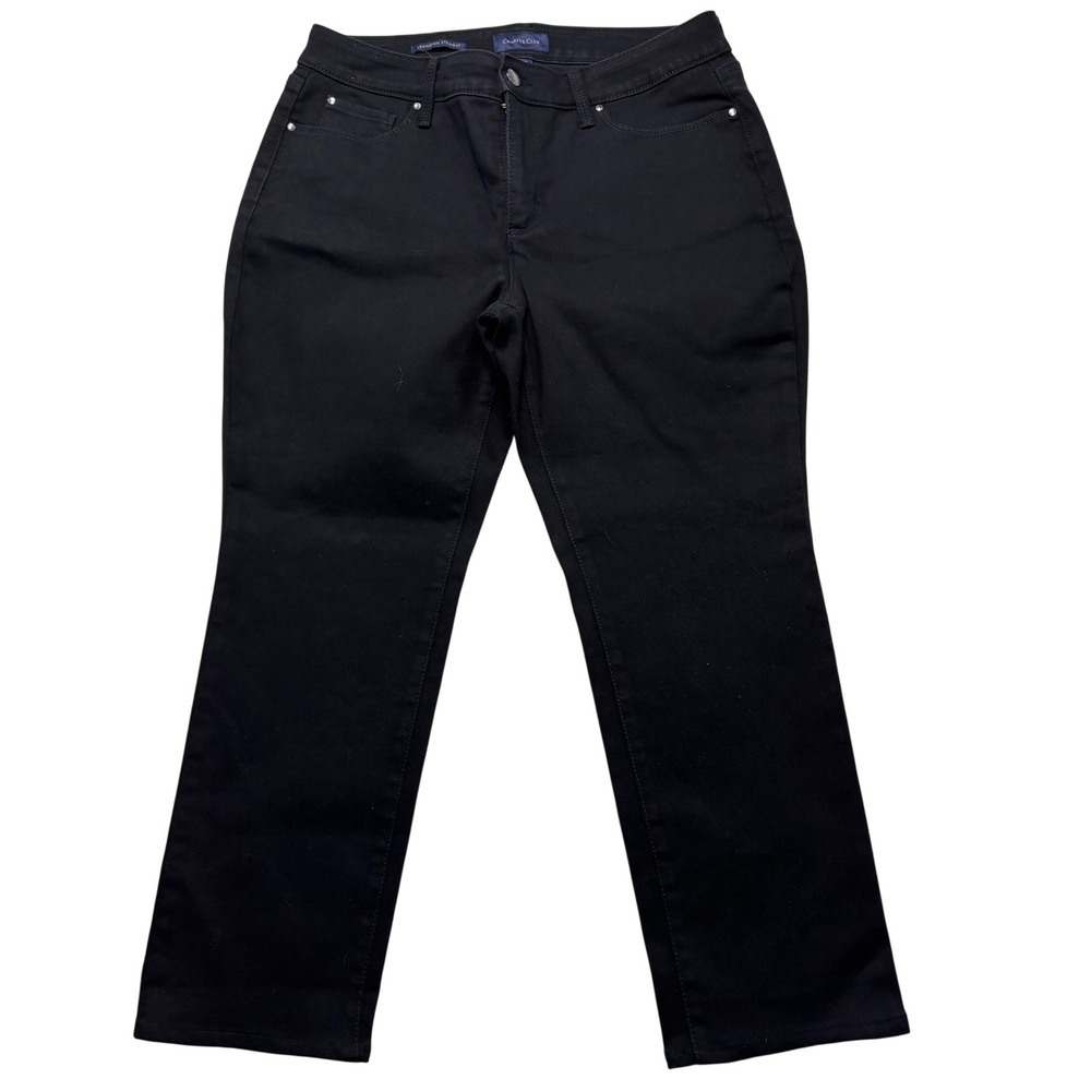 Charter Club Lexington Straight Leg Pants Black Petite 12PS Stretch Denim s #825
